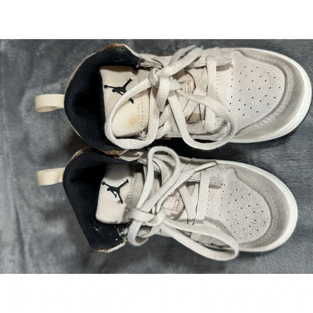 Jordan 1 Mid Shoes Kids Size 9C Beige Suede Animal Print Sneakers DZ5371-102